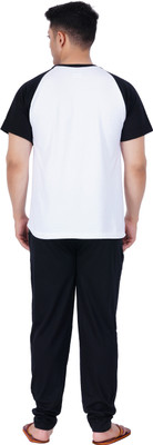 GOKUL FASHION Men Graphic Print White Top & Pyjama Set