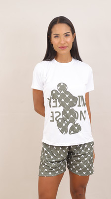 R V Enterprise Women Printed Grey Top & Shorts Set