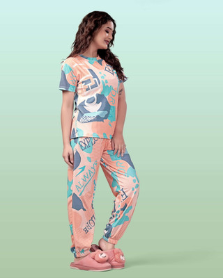 SAKARMAA Women Printed Multicolor Top & Pyjama Set