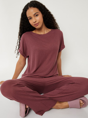 MAX Women Self Design Pink Top & Pyjama Set