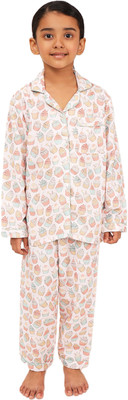 Biglilpeople Girls Printed Pink Shirt & Pyjama set