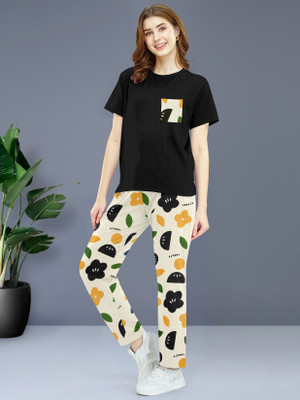 BelleBird Women Printed Multicolor Night Suit Set