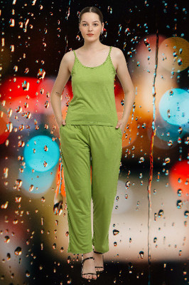 CANIDAE Women Solid Light Green Top & Pyjama Set