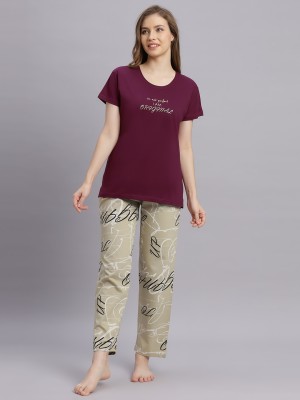 DZZO Women Printed Multicolor Top & Pyjama Set