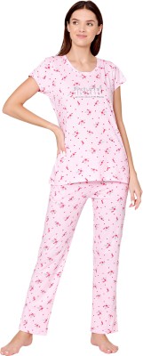 BodyCare Women Printed Pink Top & Pyjama Set
