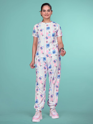 BHULAX Women Printed Multicolor Top & Pyjama Set