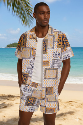 GLORI STAR Men Printed Multicolor Night Suit Set
