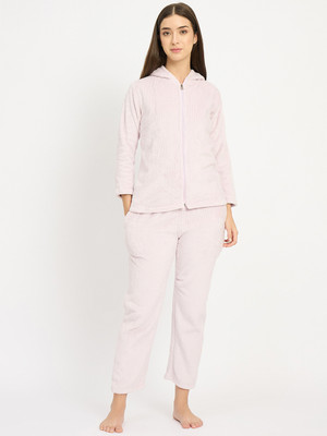 Camey Women Solid Purple Top & Pyjama Set