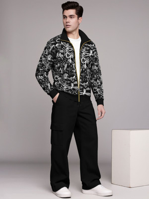 TRIPR Men Printed Black Night Suit Set