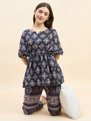 SWEET DREAMS Women Printed Multicolor Top & Pyjama Set