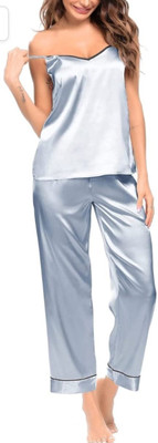 Majese Women Solid Silver Night Suit Set