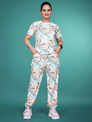 JK Creation Women Ombre/Dyed Pink, Multicolor Top & Pyjama Set