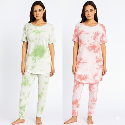 KLS Women Printed Multicolor Night Suit Set