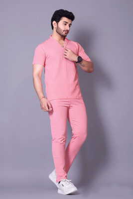 GC FAB Men Solid Pink Top & Pyjama Set
