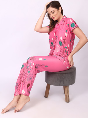 Be You Women Printed Pink Shirt & Pyjama set
