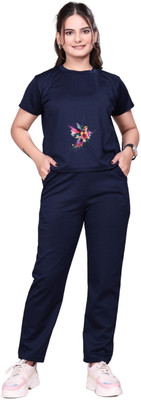 ZINQUI Girls Printed Blue Night Suit Set