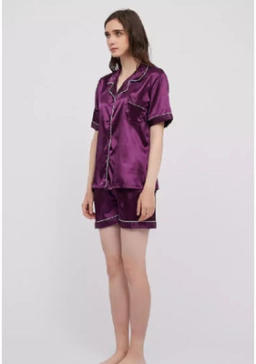Vd hub Women Solid Purple Night Suit Set