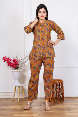 Vivan Enterprises Women Printed Yellow Night Suit Set