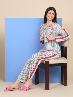 SWEET DREAMS Women Printed Green Top & Pyjama Set