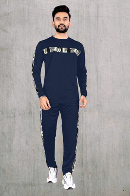 baluda Men Self Design Blue Night Suit Set