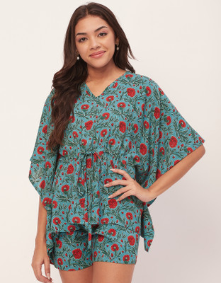 moomaya Women Printed Green Top & Pyjama Set