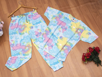 HouseOfCommon Women Self Design Multicolor Night Suit Set