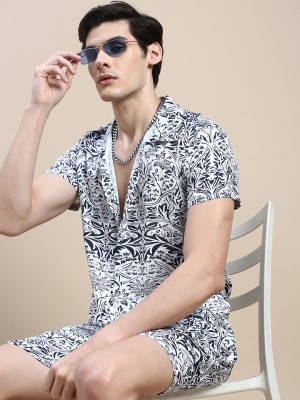 Showoff Men Printed White Night Suit Set