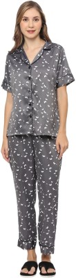 Smarty Pants Women Printed Grey Shirt & Pyjama set