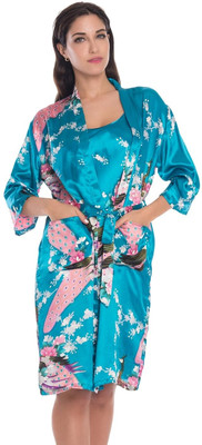 TASN Women Floral Print Blue Night Suit Set