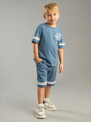 MAX Boys Printed Blue Top & Shorts Set
