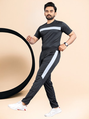 LINSOR FASHION Men Solid Black Night Suit Set