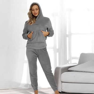 Geifa Men & Women Solid Grey Night Suit Set