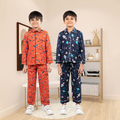 HouseOfCommon Boys Printed Multicolor Night Suit Set