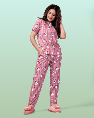 SAKARMAA Women Printed Brown Night Suit Set