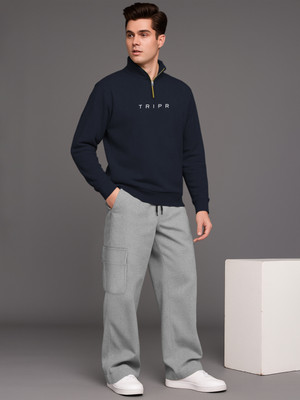 TRIPR Men Solid Blue, Grey Night Suit Set