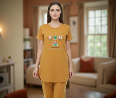 MEGHA FASHION Women Printed Yellow Night Suit Set