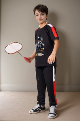 Keenuu Boys Printed Red Night Suit Set