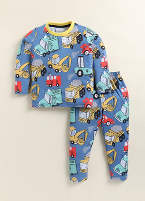 Yk Boys Printed Blue Night Suit Set