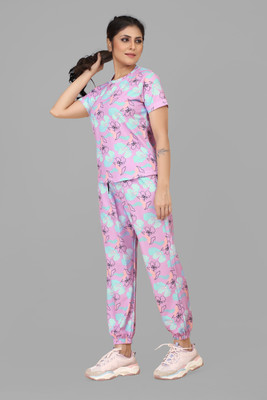JK Creation Women Printed Pink Top & Pyjama Set