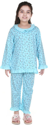 MMSTOR Baby Girls Printed Multicolor Top & Pyjama Set