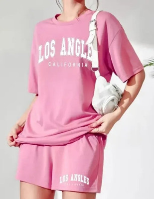 TrendyStudio Women Printed Pink Top & Shorts Set