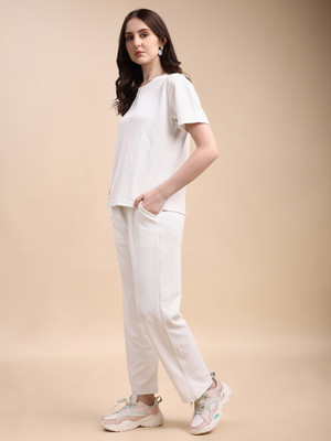 Kashikey creation Women Solid White Top & Pyjama Set