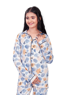 LAADLI Baby Girls Printed Multicolor Night Suit Set