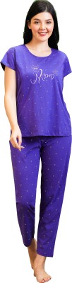 AV2 Women Printed Purple Top & Pyjama Set