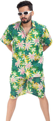 METRONAUT Men Printed Green Night Suit Set