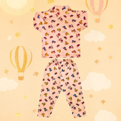 MW PRINTS Baby Boys & Baby Girls Printed Beige, Multicolor Night Suit Set