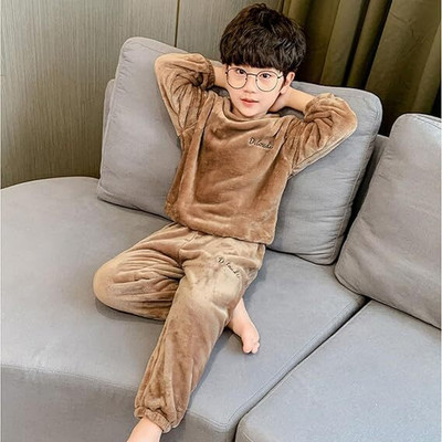 Keenuu Kids Nightwear Baby Boys Solid Fleece Blend(Brown Pack of 1)