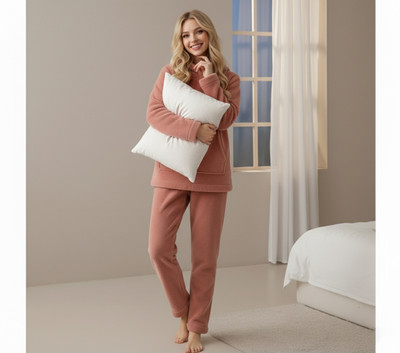 TIARO Women Self Design Red Night Suit Set