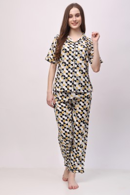 shopperswalk Women Printed Multicolor Night Suit Set