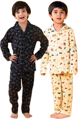 Jam & Sugar Boys Printed Multicolor Night Suit Set